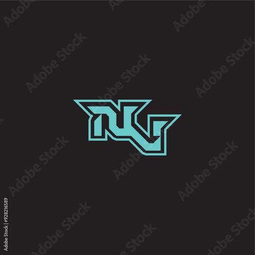 dynamic gaming monogram logo sporty and bold concept NV blue esport letter