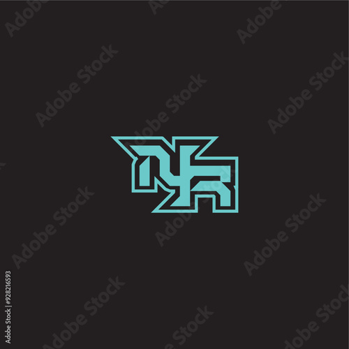 dynamic gaming monogram logo sporty and bold concept NR blue esport letter