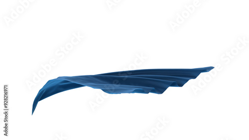 Obraz na plátně Flowing blue silk scarf isolated on white background