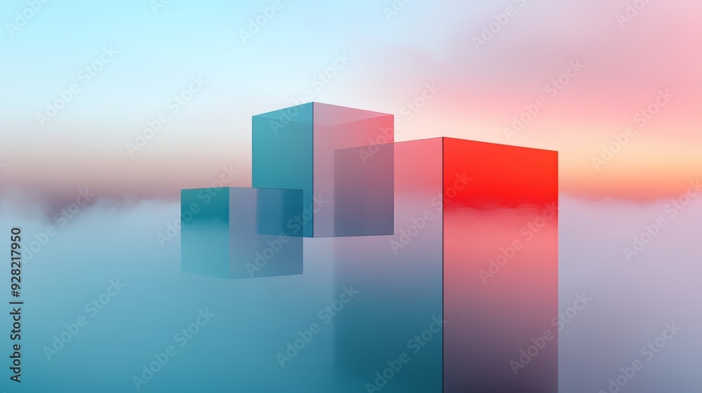 Monoliths In Unusual And Bizarre Shapes Floating In The Void Of Space With Minimal Light Effects Monoliths In Unusual And Bizarre Shapes Floating In The Void Of Space With Minimal Light Effects