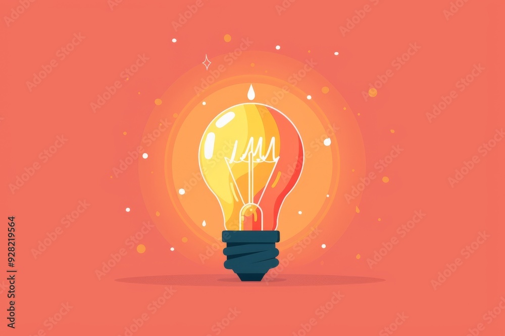 Bright Light Bulb Icon: A Symbol of Creativity and Inspiration, Representing Innovative Ideas and Solutions in Business and Technology, Illustrated in a Simple. Bright Light Bulb Icon: A Symbol of Creativity and Inspiration, Representing Innovative Ideas and Solutions in Business and Technology, Illustrated in a Simple.