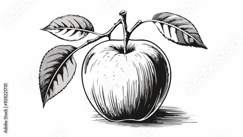 Apple Fruit Sketch - Leaf Food Doodle Organic Health
