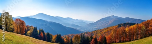 View Of An Autumn Mountain Landscape With A Forest And Hills In The Carpathian Mountains