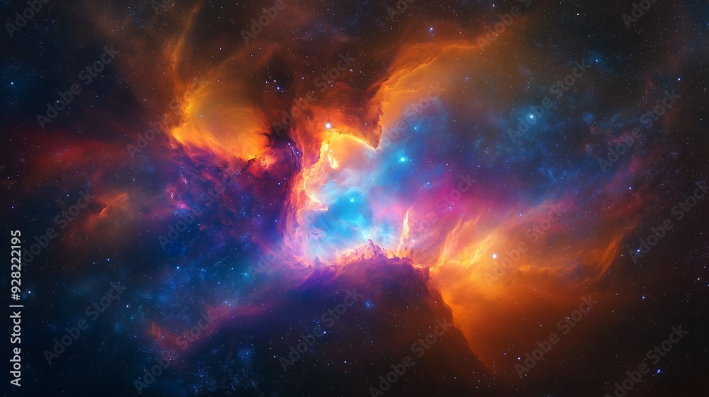 Obraz premium Cosmic Nebula with Stars.