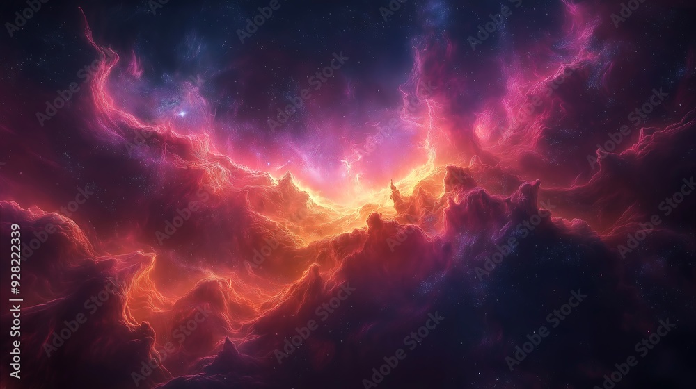 Cosmic Nebula with Glowing Light. Cosmic Nebula with Glowing Light.