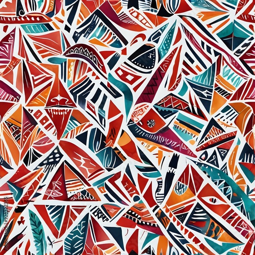 Vivid Geometric Pattern with Abstract Design, Intricate Details and Bright Colors