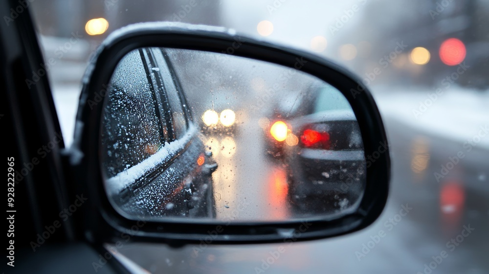 In winter, drivers see reflections in their rearview mirrors, which show blizzards and snowstorms. In winter, drivers see reflections in their rearview mirrors, which show blizzards and snowstorms.