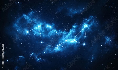 Image of sagittarius star sign with glowing stars, Generative AI