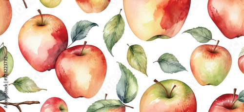 apple pattern background watercolor style2 photo