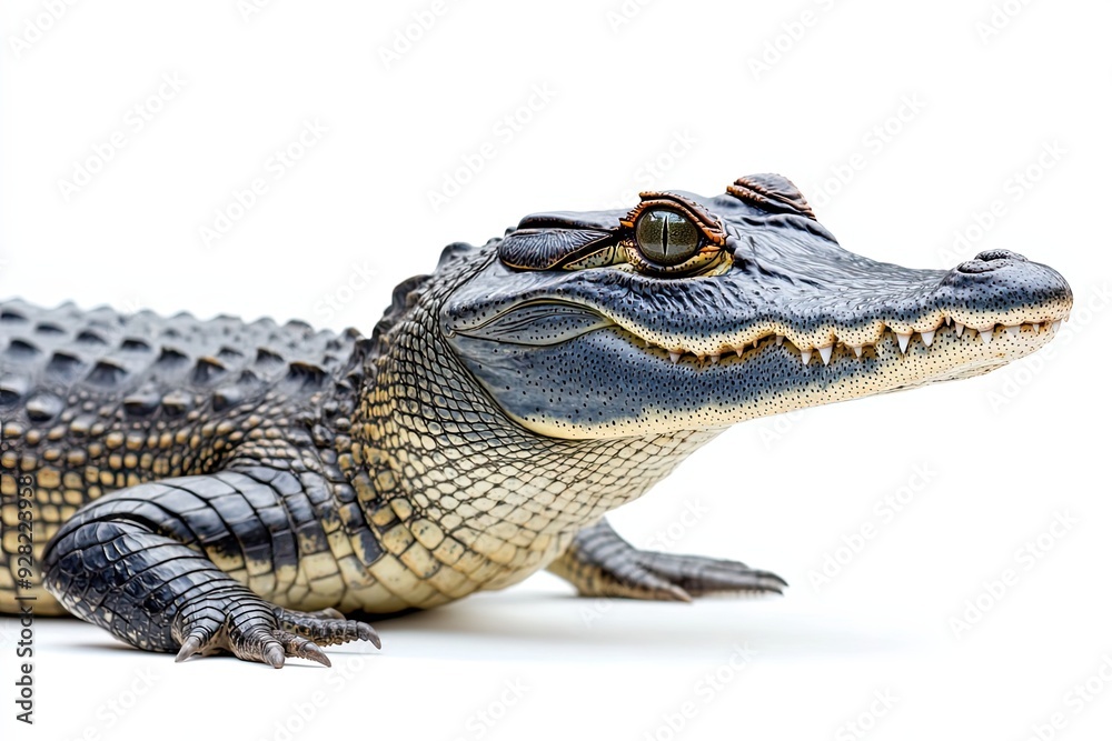 Obraz premium Close-up of a Juvenile Alligator with its Mouth Slightly Open