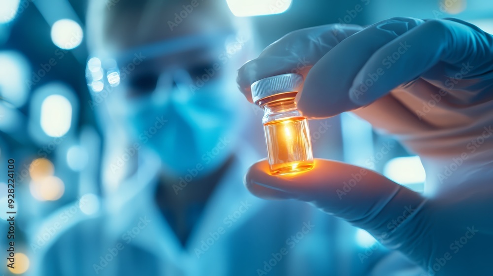 Scientist Holding Vial in Laboratory Setting Scientist Holding Vial in Laboratory Setting