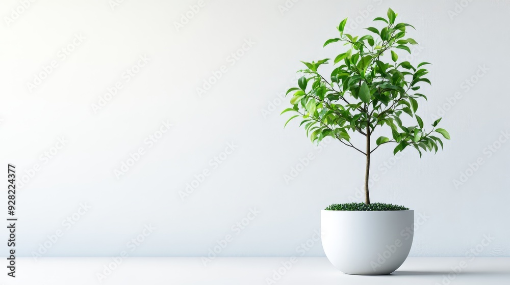 Minimalist indoor potted plant on white background Minimalist indoor potted plant on white background