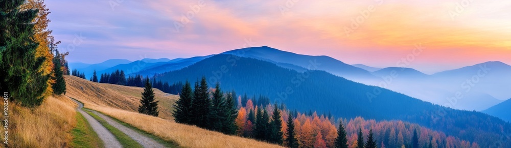 View Of An Autumn Mountain Landscape With A Forest And Hills In The Carpathian Mountains View Of An Autumn Mountain Landscape With A Forest And Hills In The Carpathian Mountains
