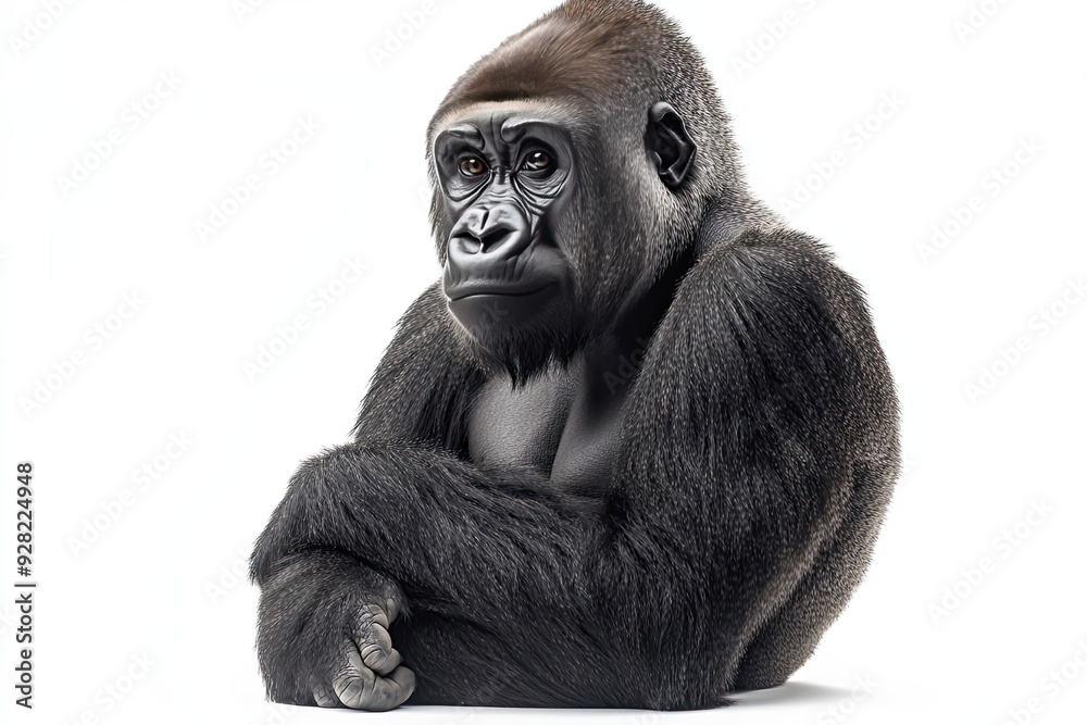 A Close-Up Portrait of a Sitting Gorilla A Close-Up Portrait of a Sitting Gorilla
