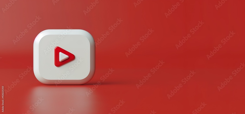 White play button on a red background. Minimalistic design perfect for social media, blogs, and websites. White play button on a red background. Minimalistic design perfect for social media, blogs, and websites.