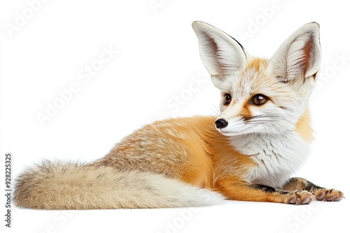 A Fennec Fox Lying Down with Large Ears and a Bushy Tail