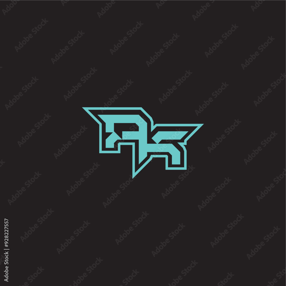 dynamic gaming monogram logo sporty and bold concept PK blue esport letter dynamic gaming monogram logo sporty and bold concept PK blue esport letter