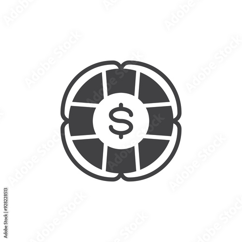 Lifebuoy with a dollar sign vector icon