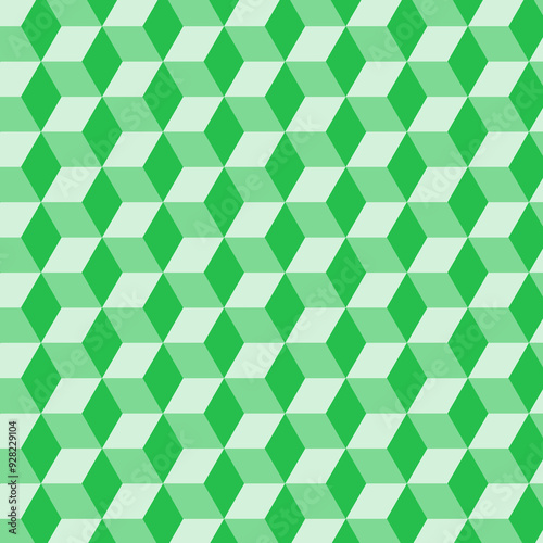 Green 3d big cubes Background, Isometric Pattern
