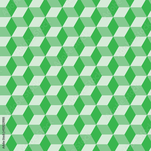 Green 3d big cubes Background, Isometric Pattern