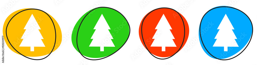 4 bunte Icons: Tannenbaum - Button Banner 4 bunte Icons: Tannenbaum - Button Banner