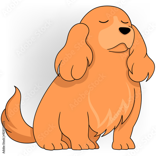thick orange furred dog with innocent facial expression