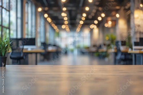 Abstract blurred office interior room. blurry working space with defocused effect. use for background or backdrop in business concept, Generative AI