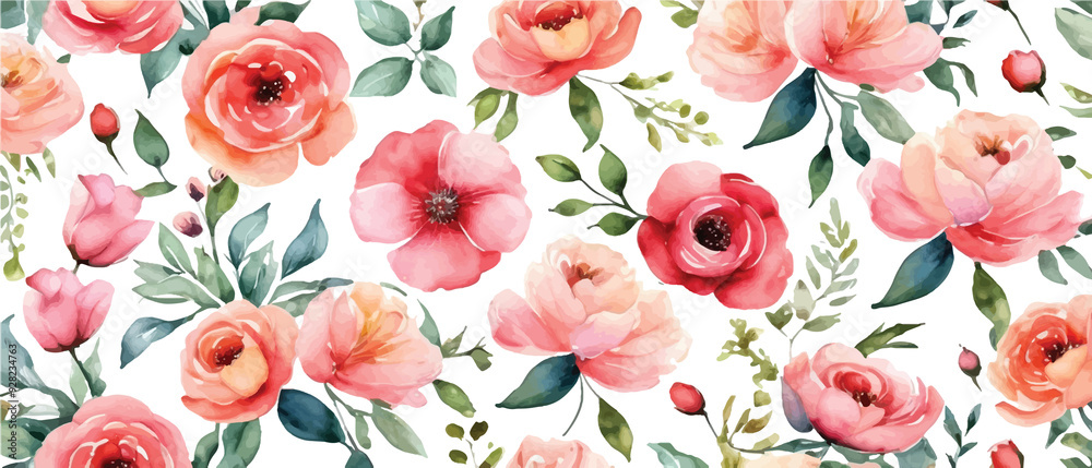 custom made wallpaper toronto digitalRose flower pattern background watercolor style7