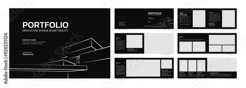 Landscape architecture profile brochure template and interior portfolio layout design