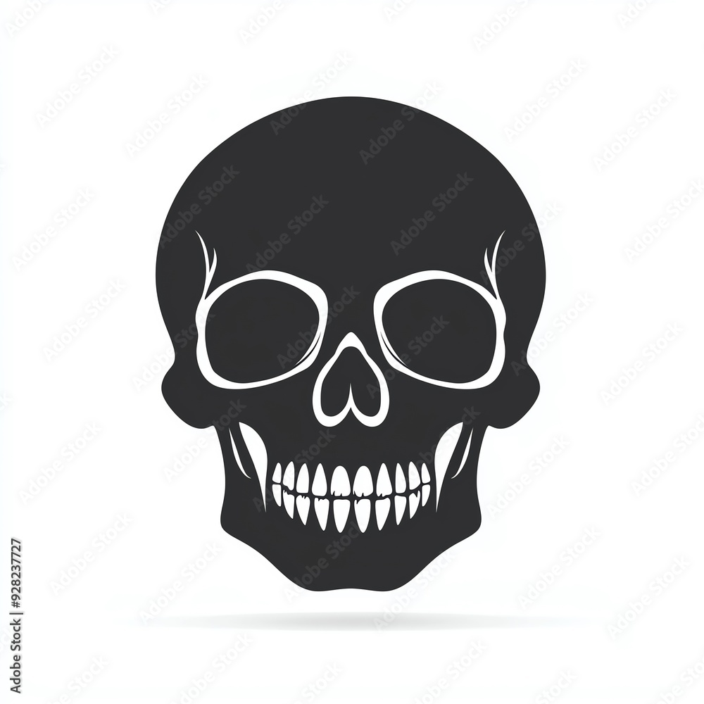 Black and white silhouette of a human skull isolated on white background. Black and white silhouette of a human skull isolated on white background.