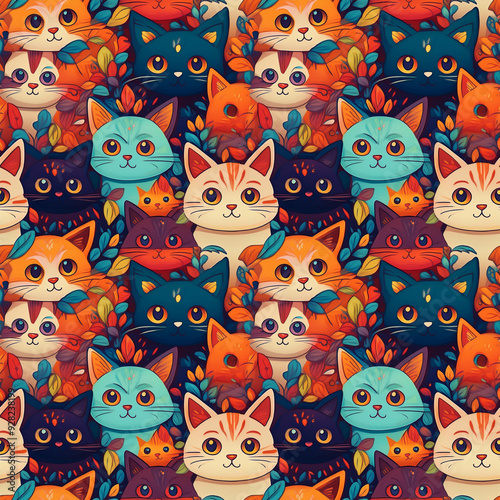 pattern with funny cats