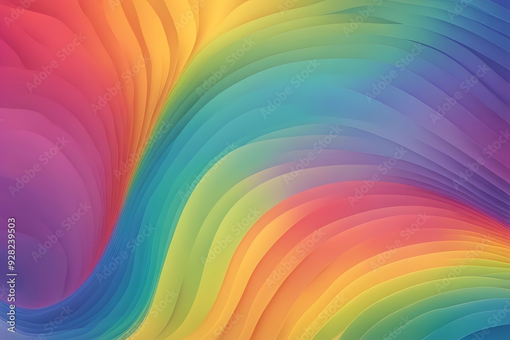 Colorful rainbow waves blending smoothly across the background in a spectrum of hues, AI Generated