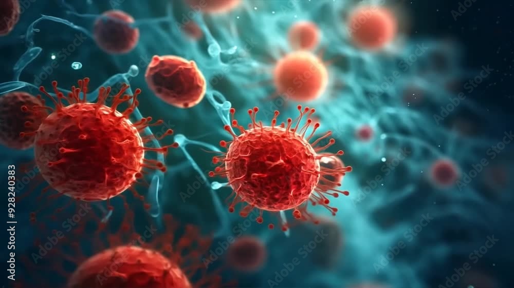 Virus Cells Moving, Blood Bacteria, Virus Cells
