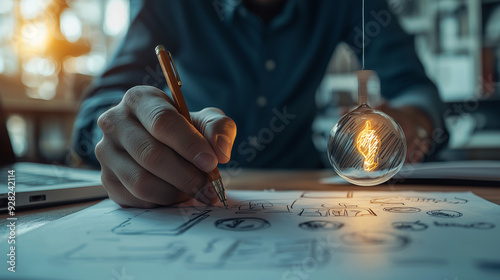 A businessman sketching a b...