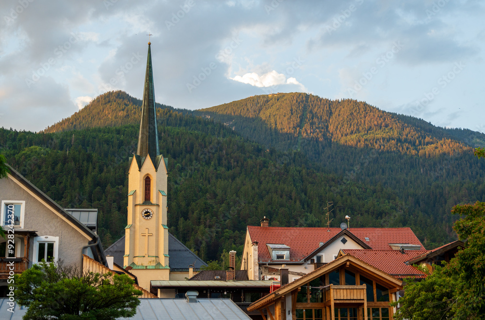 Fototapeta premium The Town of Partenkirchen in Bavaria, Germany During Summer