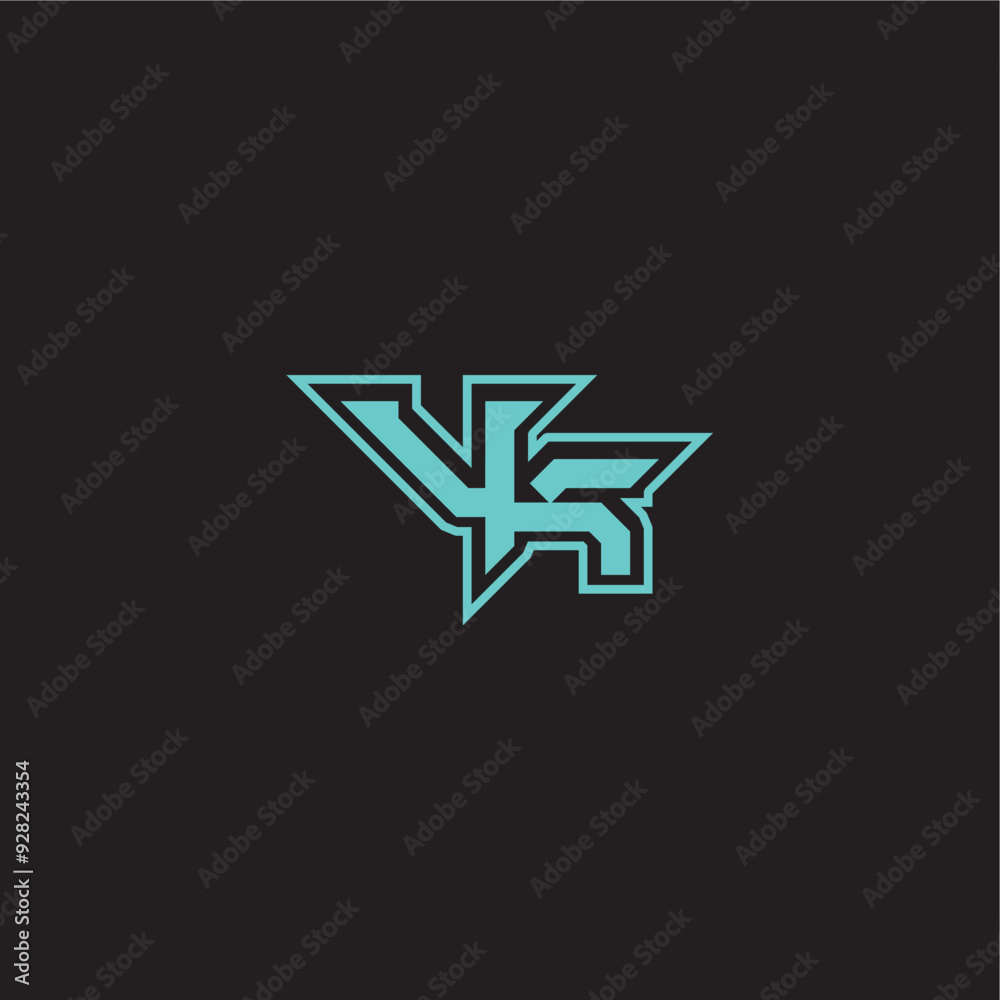 sporty and bold concept VK dynamic gaming monogram logo letter blue esport sporty and bold concept VK dynamic gaming monogram logo letter blue esport