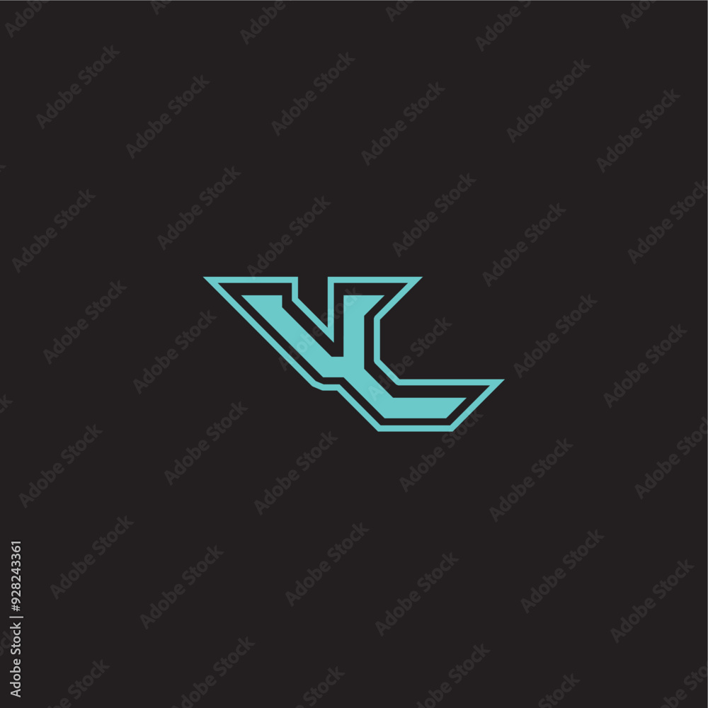 sporty and bold concept VL dynamic gaming monogram logo letter blue esport sporty and bold concept VL dynamic gaming monogram logo letter blue esport