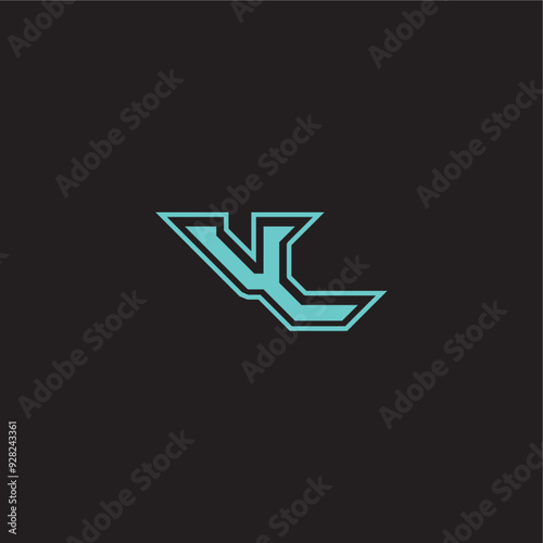 sporty and bold concept VL dynamic gaming monogram logo letter blue esport