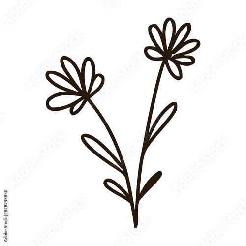 Flat design simple flower outline