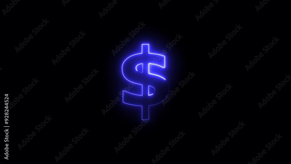 Abstract neon Dollar icon conceptual business animation background. Abstract neon Dollar icon conceptual business animation background.