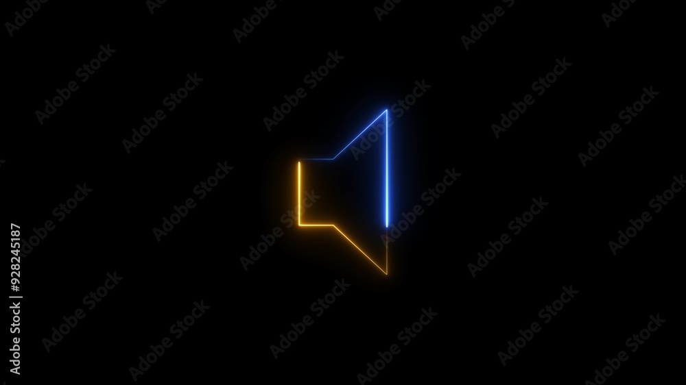 Animation of bright neon sound speaker icon background. Animation of bright neon sound speaker icon background.