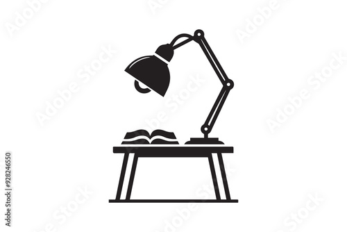 classic desk table lamp  vector illustration silhouette