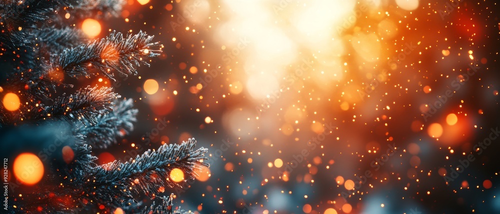 A festive scene with sparkling lights and soft bokeh effects, perfect for holiday celebrations and winter ambiance.