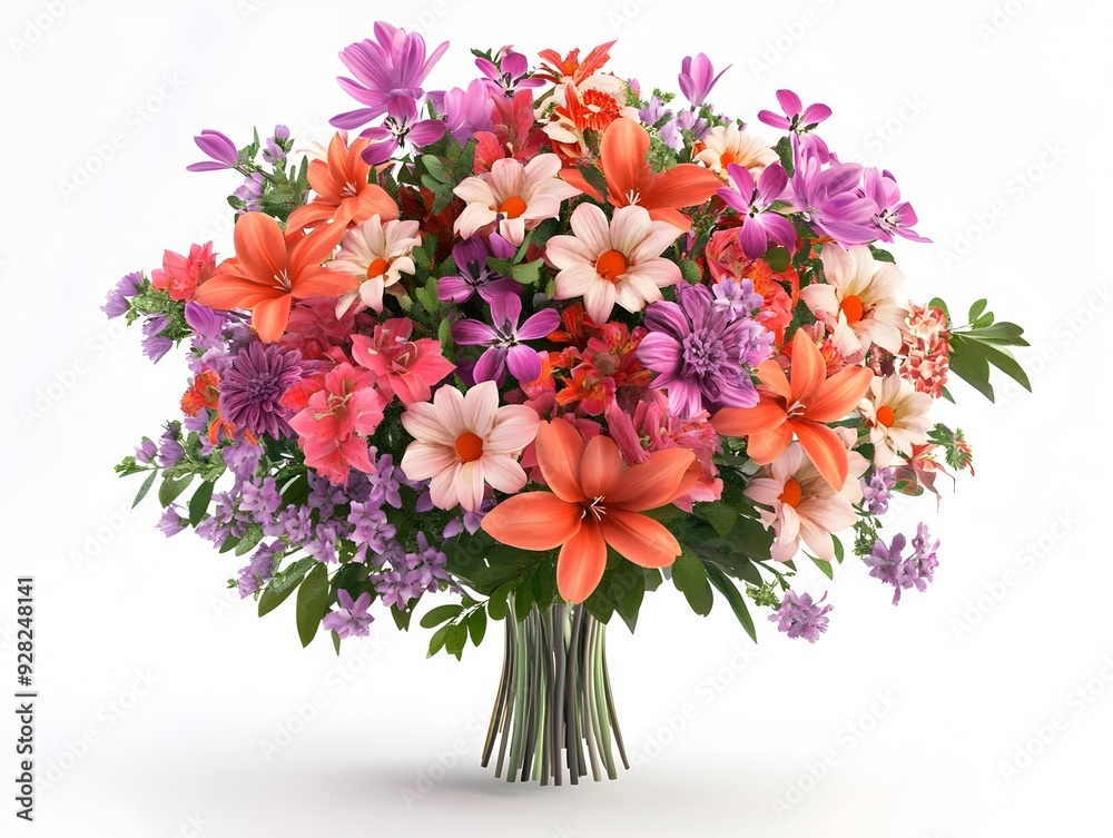 A captivating 3D rendered bouquet that blooms with a stunning display of floral elegance featuring a harmonious arrangement of vibrant petals delicate stems and lush foliage A captivating 3D rendered bouquet that blooms with a stunning display of floral elegance featuring a harmonious arrangement of vibrant petals delicate stems and lush foliage