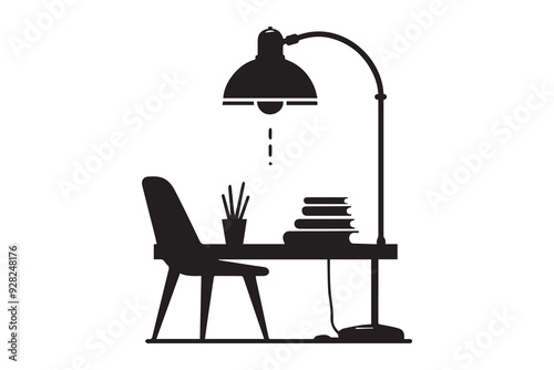 classic desk table lamp  vector illustration silhouette