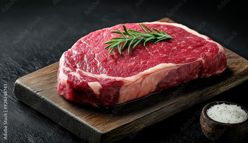 Fresh raw beef steak on wooden board Fresh raw beef steak on wooden board