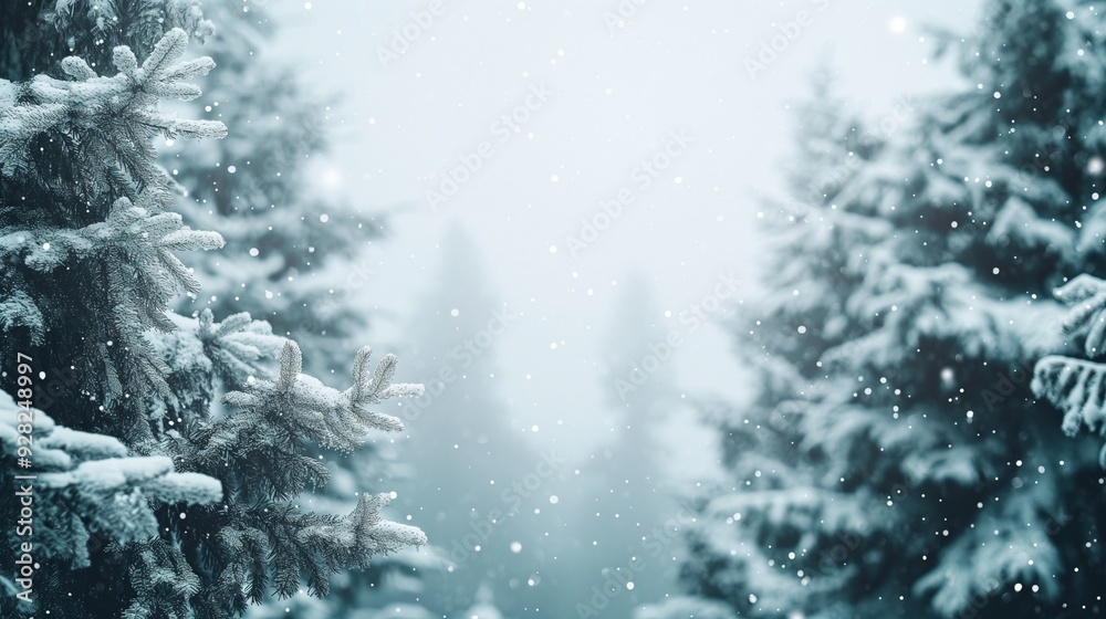 Winter christmas background with trees covered by snow Winter christmas background with trees covered by snow