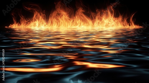 In a high-definition composition, fire meets water in an elegant yet dramatic interplay. The vibrant flames and smooth ripples of water stand out against a neutral backdrop, providing striking visual