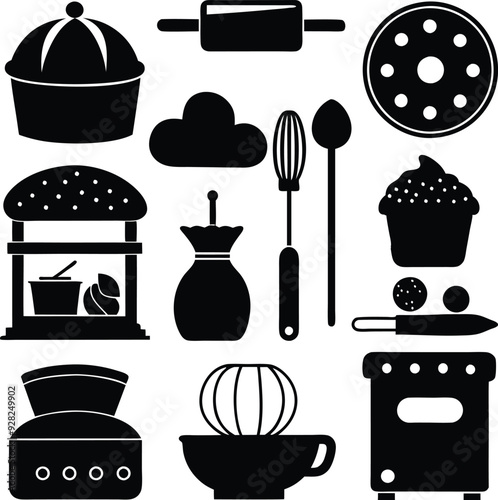 Kitchen Equipment Outline Silhouette Graphics Collection