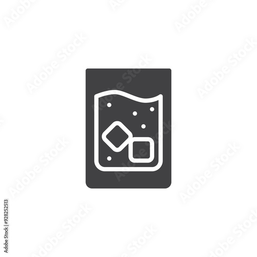 Whiskey glass with ice cubes vector icon